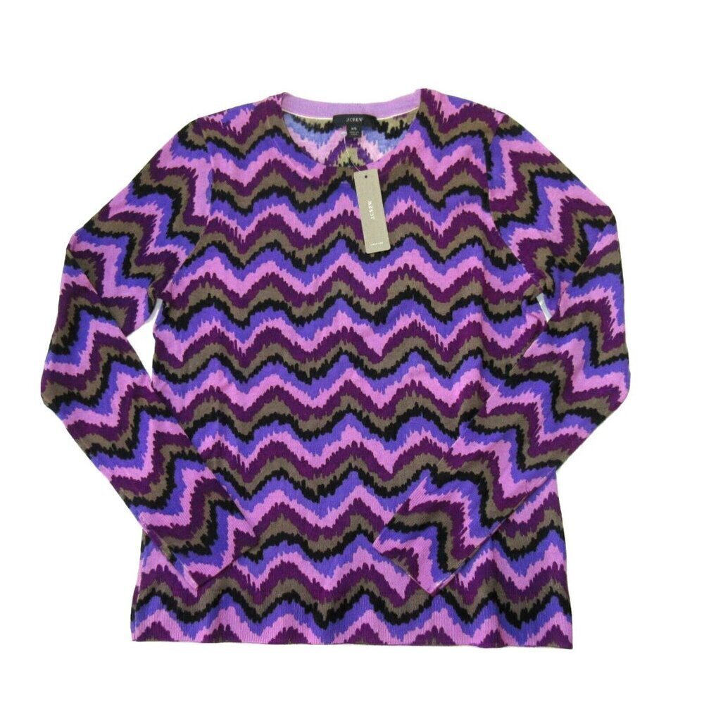 NWT J.Crew Tippi Pullover in Purple Chevorn Merino Wool Knit Sweater XS